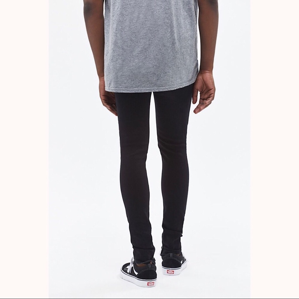 PACSUN Ripped Zip Black Stacked Skinny Jeans - Picture 3 of 8